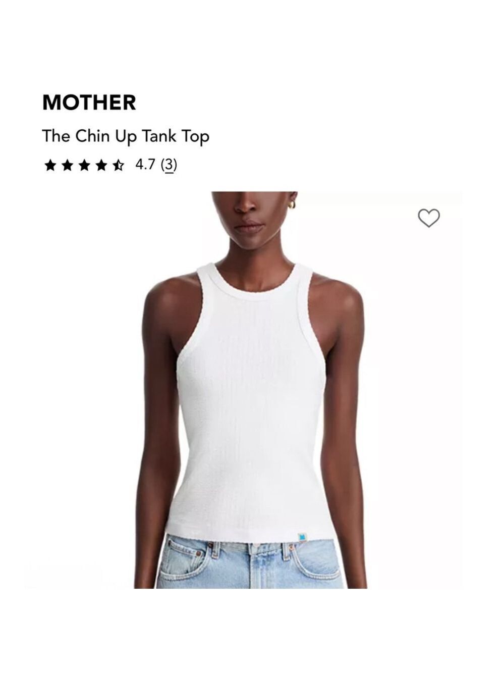 NWT MOTHER White Chin Up Ribbed Crewneck Tank Top L